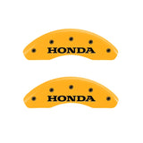 MGP Front set 2 Caliper Covers Engraved Front Honda Yellow finish black ch - 20003FHONYL