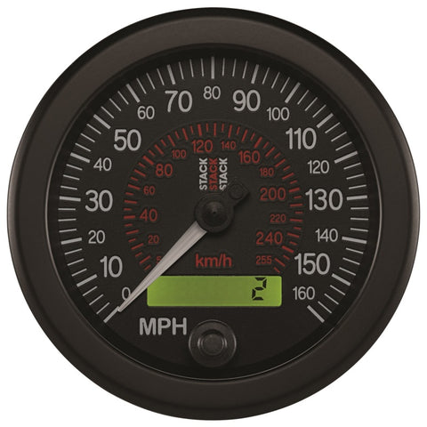 Autometer Stack Instruments 88MM 0-160 MPH / 260 KM/H Programmable Speedometer - Black - ST3801