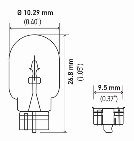 Hella Bulb 2825 12V 5W 4Cp W21X95D T325 (2) - 2825TB