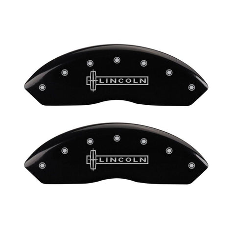 MGP 4 Caliper Covers Engraved Front Lincoln Engraved Rear Star logo Black finish silver ch - 36006SLC1BK