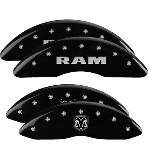 MGP 4 Caliper Covers Engraved Front RAM Engraved Rear RAMHEAD Black finish silver ch - 55002SRMHBK