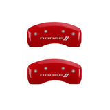 MGP 4 Caliper Covers Engraved Front & Rear With stripes/Dodge Red finish silver ch - 12192SDD3RD