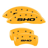 MGP 4 Caliper Covers Engraved Front & Rear SHO Yellow finish black ch - 10222SSHOYL