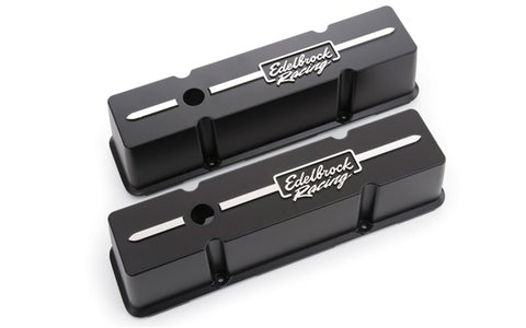 Edelbrock Valve Cover Racing Series Chevrolet 1959-1986 262-400 CI V8 Tall Black - 41643