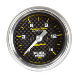 Autometer Carbon Fiber 52.4mm Full Sweep Electronic 0-15 PSI Fuel Pressure Gauge - 4761