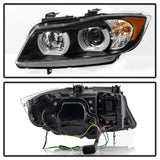 Spyder BMW E90 3-Series 06-08 4DR Headlights - Halogen Model Only - Black PRO-YD-BMWE9005V2-AM-BK - 5083432