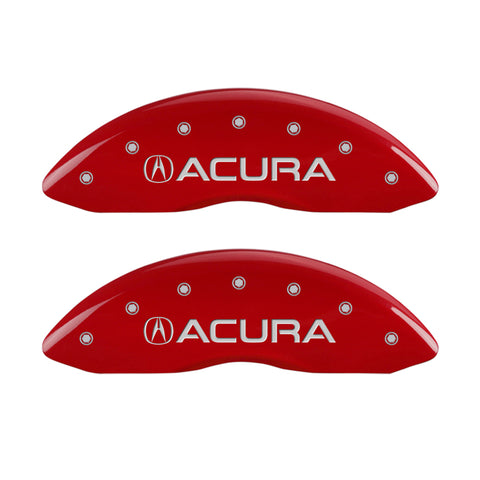 MGP 4 Caliper Covers Engraved Front & Rear Acura Red Finish Silver Char 2017 Acura RDX - 39022SACURD