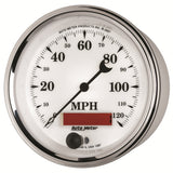 AutoMeter Gauge Speedometer 3-3/8in. 120MPH Elec. Prog. W/ Lcd Odo Old Tyme Wht II - 1287