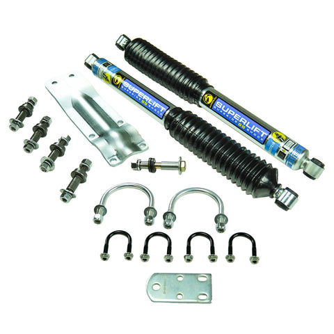 Superlift 73-91 GM 1/2 Ton 4WD Vehicles Solid Axle Dual Steering Stabilizer Kit w/ SS Shocks by BIL - 92714