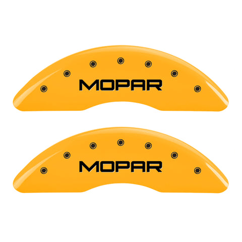 MGP 4 Caliper Covers Engraved Front & Rear MOPAR Yellow finish black ch - 42012SMOPYL