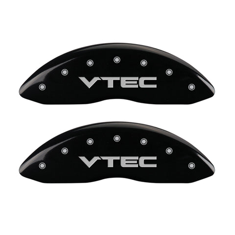 MGP 4 Caliper Covers Engraved Front & Rear Vtech Black finish silver ch - 20139SVTCBK