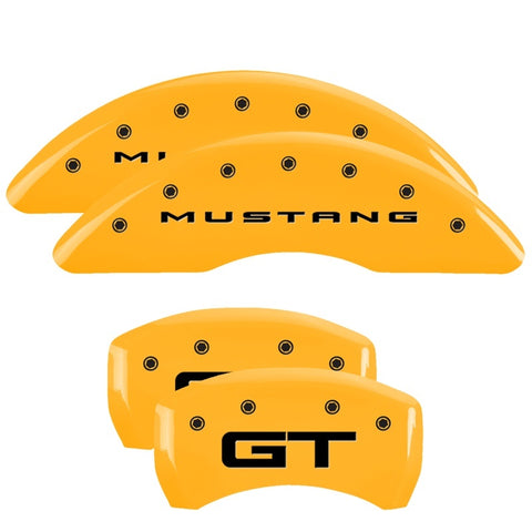 MGP 4 Caliper Covers Engraved Front 2015/Mustang Engraved Rear 2015/GT Yellow finish black ch - 10200S2MGYL