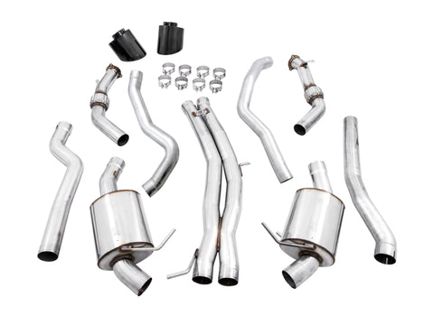 AWE Tuning Audi B9 RS 5 Sportback Touring Edition Exhaust-Non Resonated- Diamond Black RS Style Tips - 3015-33114