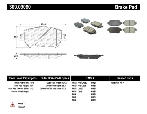 StopTech Performance 06 Lexus GS / 09-10 IS Front Brake Pads - 309.09080