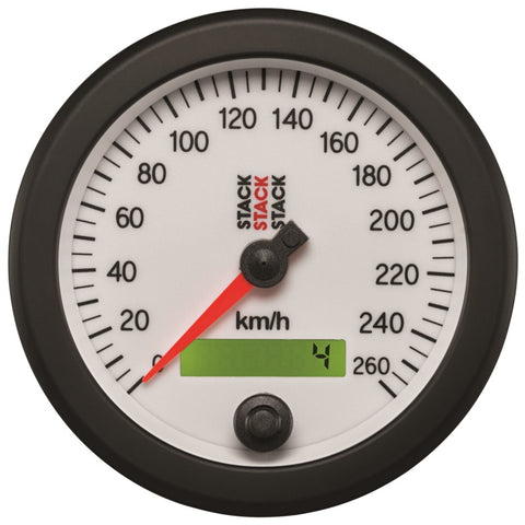 Autometer Stack Instruments 88MM 0-260 KM/H Programmable Speedometer - White - ST3852