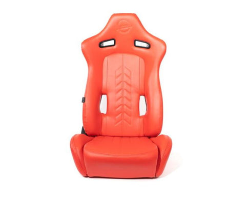 NRG Reclinable Sport Seats (Pair) The Arrow Red Vinyl w/ Pressed NRG Logo w/ Red Stitch - RSC-810RD L/R