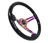 NRG Reinforced Steering Wheel (350mm / 3in. Deep) Blk Multi Color Flake w/ Neochrome Center Mark - RST-018BSB-MC