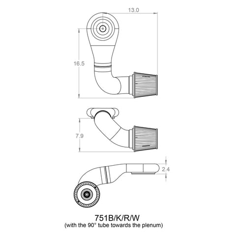 Spectre Plenum Kit (Low) w/Passenger Side 45/90 Degree Tube - 751