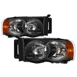 Xtune Dodge Ram 1500 02-05 Amber Crystal Headlights Black HD-JH-DR02-AM-BK - 5014313