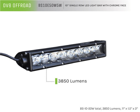 DV8 Offroad SL 8 Slim 10in Light Bar Slim 50W Spot 5W CREE LED - Black - BS10E50W5W