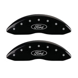 MGP 4 Caliper Covers Engraved Front & Rear Oval logo/Ford Black finish silver ch - 10222SFRDBK