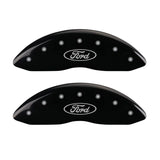 MGP 4 Caliper Covers Engraved Front & Rear Oval logo/Ford Black finish silver ch - 10242SFRDBK