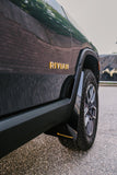 Rally Armor 2022 Rivian R1T Black UR Mud Flap w/ Tangerine Scream Logo - MF18-UR-BLK/TS