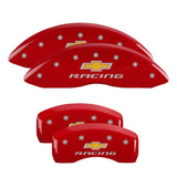 MGP 4 Caliper Covers Engraved Front & Rear Chevy racing Red finish silver ch - 14006SBRCRD