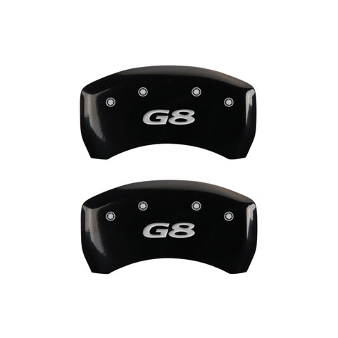 MGP 4 Caliper Covers Engraved Front Pontiac Engraved Rear G8 Black finish silver ch - 18011SPG8BK