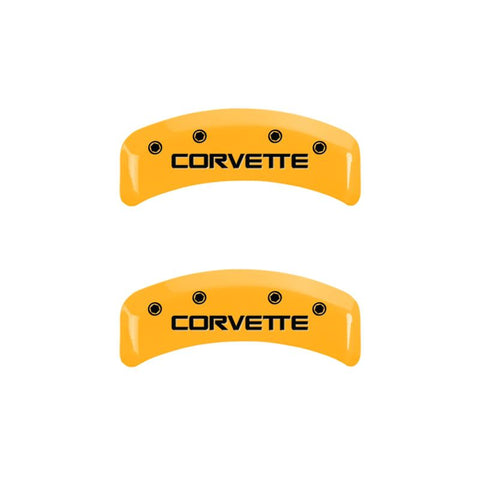 MGP 4 Caliper Covers Engraved F & R C4/Corvette Yellow Finish Black Char 1988 Chevrolet Corvette - 13013SCV4YL