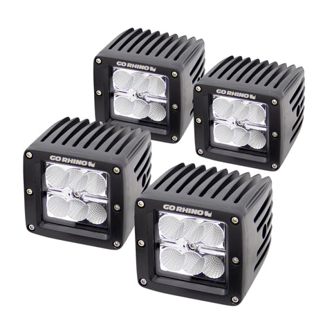 Go Rhino LED Lighting - Set of Four 3in LED Cube Lights Blk - 751004