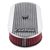 Edelbrock Air Cleaner Elite II Oval Single 4-Bbl Carb 2 5In Red Element Polished - 4273