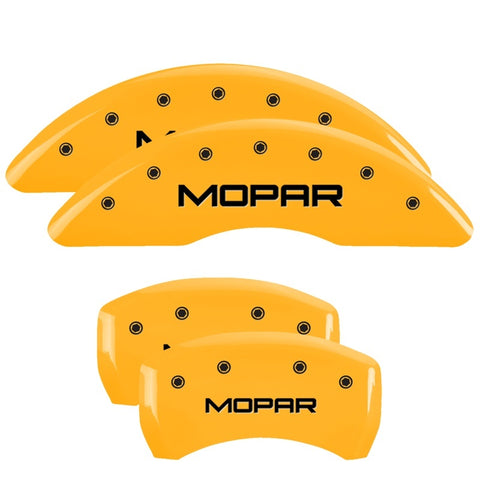 MGP 4 Caliper Covers Engraved Front & Rear MOPAR Yellow finish black ch - 42012SMOPYL