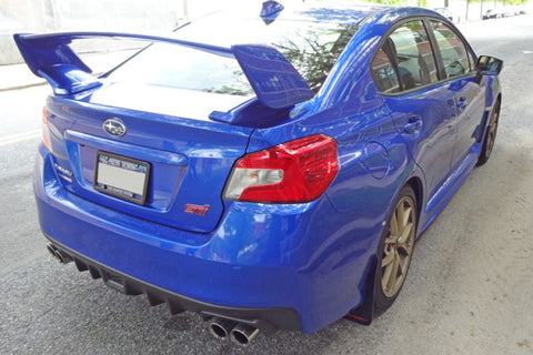 Rally Armor 15-21 Subaru WRX/STI (Sedan ONLY) Black UR Mud Flap w/ Blue Logo - MF32-UR-BLK/BL