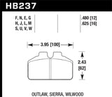 Hawk Wilwood BB / AP Racing / Outlaw Black Rear Brake Pads - HB237M.625