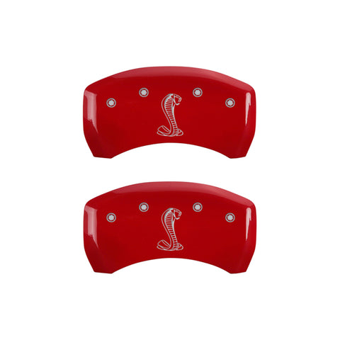 MGP 4 Caliper Covers Engraved Front & Rear Tiffany Snake Red finish silver ch - 10197SSNKRD