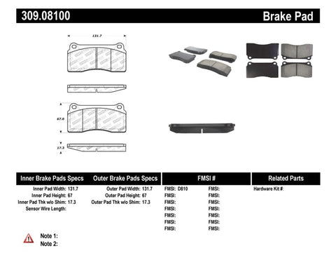 StopTech Performance 88-92 Ferrari F40 / 94-97 F50 Front & Rear Brake Pads - 309.08100