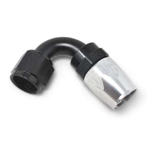 Russell Performance -12 AN Black/Silver 120 Degree Tight Radius Full Flow Swivel Hose End - 613433