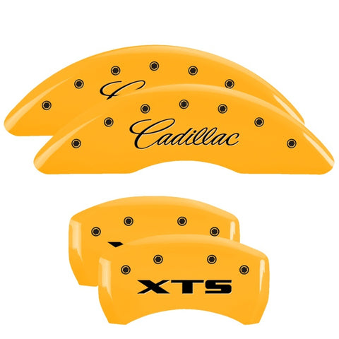 MGP 4 Caliper Covers Engraved Front & Rear GMC Yellow finish black ch - 34210SGMCYL