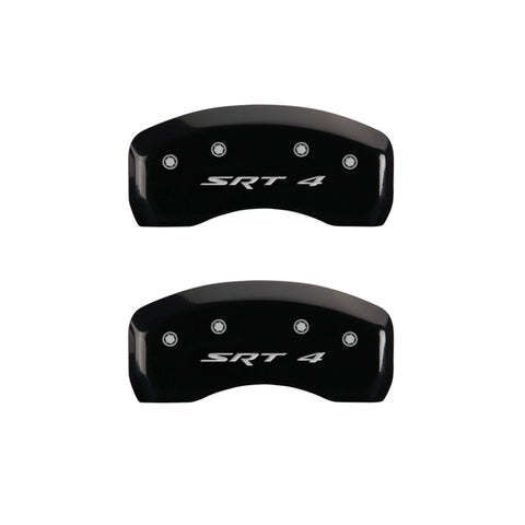 MGP 4 Caliper Covers Engraved Front & Rear SRT4 Black finish silver ch - 12127SSR4BK