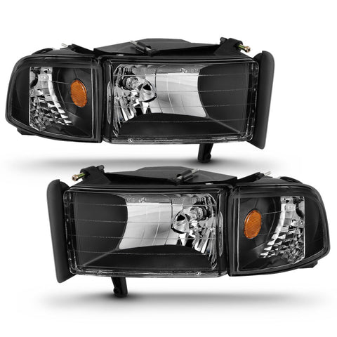 ANZO 1994-2001 Dodge Ram Crystal Headlights Black - 111067