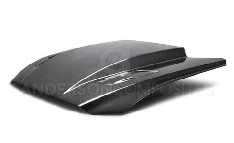 Anderson Composites 15-17 Ford Mustang (Excl. GT350/GT350R) Double Sided Carbon Fiber Cowl Hood - AC-HD15FDMU-CJ-DS