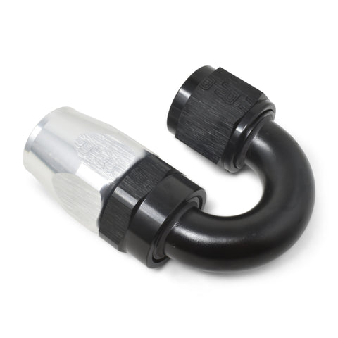 Russell Performance -8 AN Black/Silver 180 Degree Tight Radius Full Flow Swivel Hose End - 613513