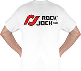 RockJock T-Shirt w/ Logos Front and Back White Small - RJ-711009-S