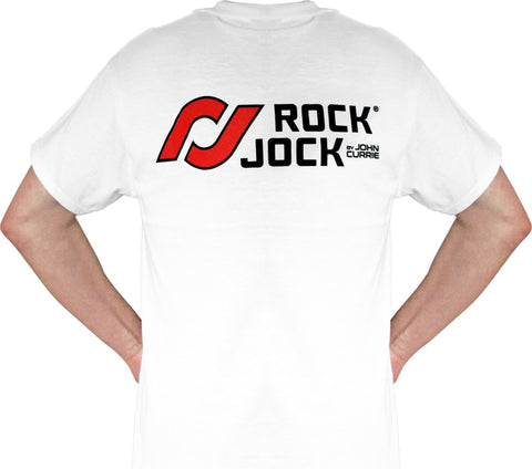 RockJock T-Shirt w/ Logos Front and Back White XXL - RJ-711009-XXL