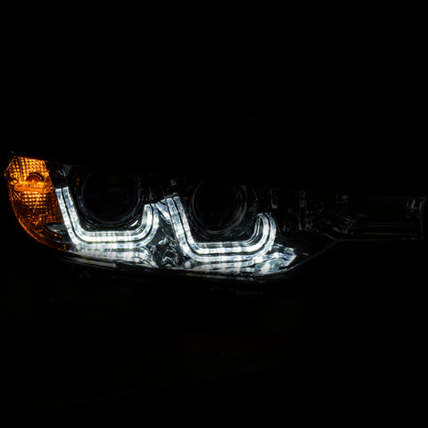 ANZO 2012-2015 BMW 3 Series Projector Headlights w/ U-Bar Chrome - 121505