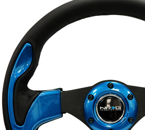 NRG Reinforced Steering Wheel (320mm) Blk w/Blue Trim - RST-001BL