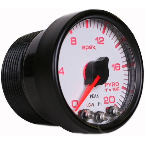 Autometer Spek-Pro Gauge Pyro. (Egt) 2 1/16in 2000f Stepper Motor W/Peak & Warn Wht/Blk - P31012