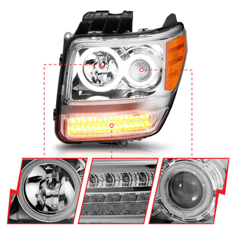 ANZO 2007-2012 Dodge Nitro Projector Headlights w/ Halo Chrome (CCFL) G2 - 111144