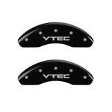 MGP 4 Caliper Covers Engraved Front & Rear Vtech Black finish silver ch - 39008SVTCBK